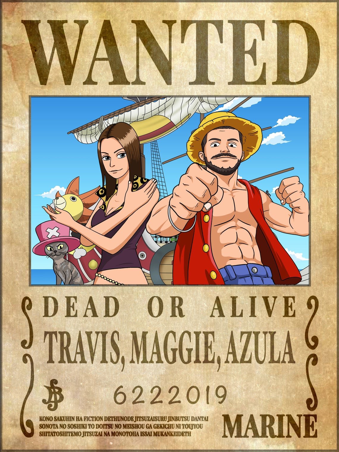 Portrait Personnalisé One Piece - Cartoonova